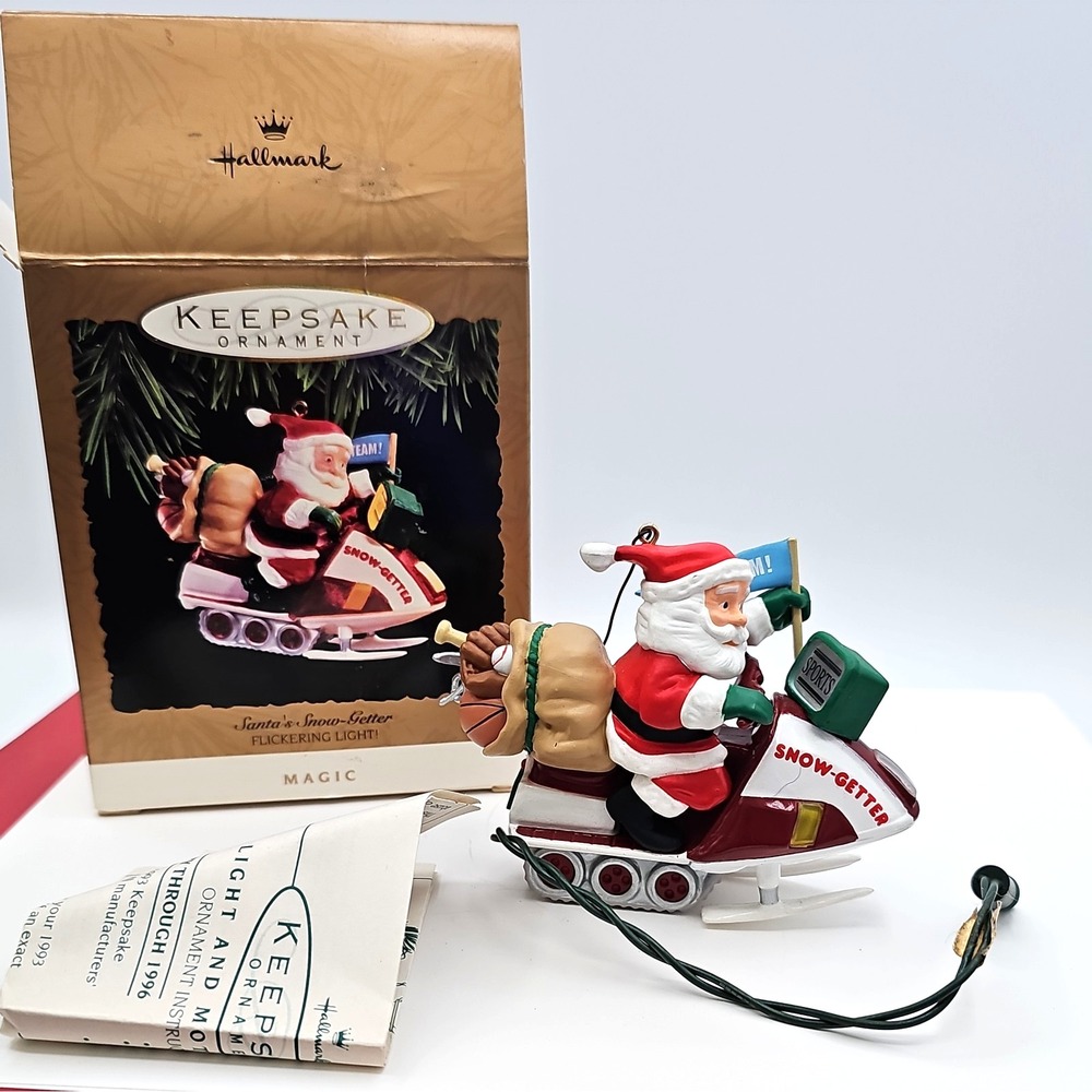 Hallmark 1993 Santa's Snow-Getter Ornament Magic Light Motion TESTED Works